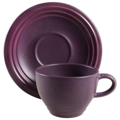 Terrace Plum Flat Cup & Saucer Set