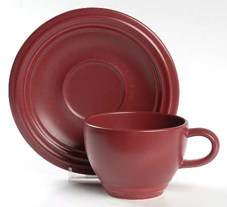Terrace Raspberry Flat Cup & Saucer Set