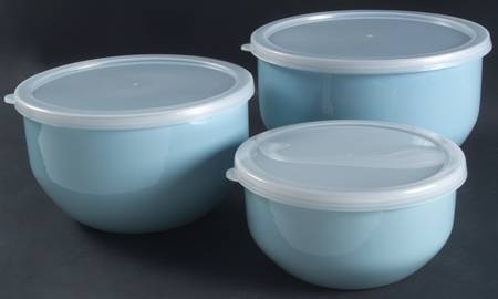 Terrace Aqua (3 Piece) Metal Bowl Set with Lid