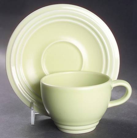 Terrace Pistachio (Green) Flat Cup & Saucer Set