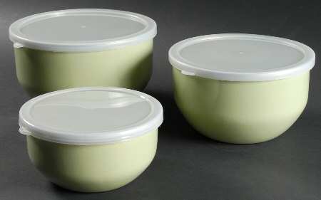 Terrace Pistachio (Green) (3 Piece) Metal Bowl Set with Lid
