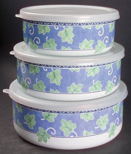 Blue Isle (3 Piece) Metal Bowl W/Plastic Lids (5", 6", 7")