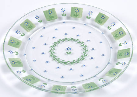 Cloverhill Floral Glassware Dessert Plate