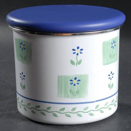 Cloverhill Floral Small Metal Canister & Wood Lid