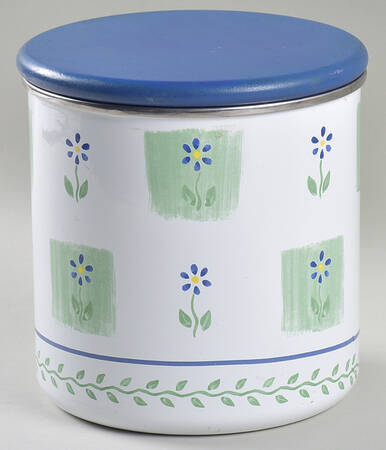Cloverhill Floral Large Metal Canister & Wood Lid
