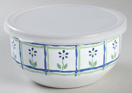 Cloverhill Floral Bowl-Metal 5 3/4 W/Plastic Lid
