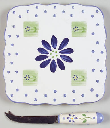 Cloverhill Floral Cheese Tray and Slicer