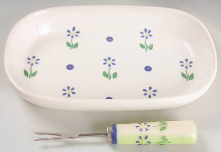 Cloverhill Floral Hors d'Oeuvre Set (Tray and Fork)