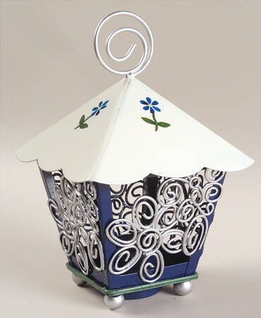 Cloverhill Floral Hanging Metal Votive Lantern