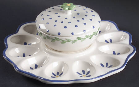 Cloverhill Floral Sculpted Deviled Egg with Covered Bowl