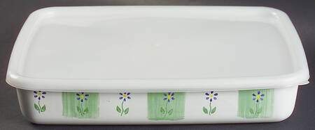 Cloverhill Floral 1" Rectangular Metal Baker with Plastic Lid