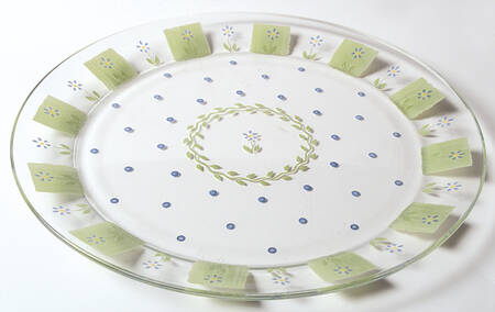 Cloverhill Floral 13" Round Glassware Platter