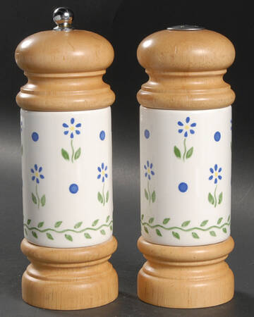 Cloverhill Floral Wood Accent Salt & Pepper Mill