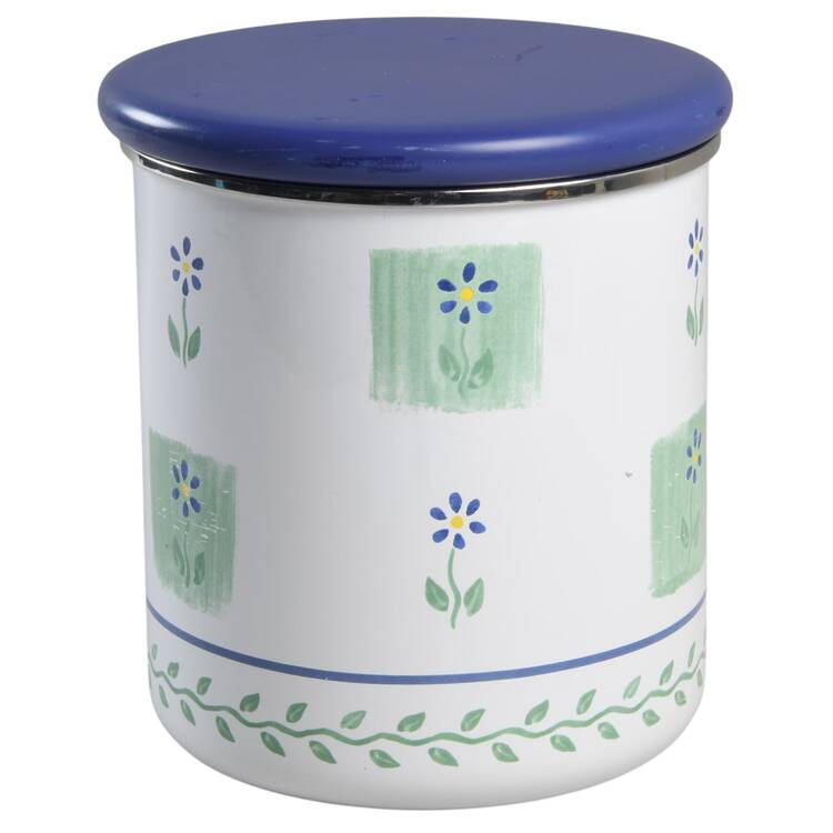 Cloverhill Floral Medium Metal Canister & Wood Lid