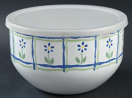 Cloverhill Floral 7 3/4" Metal Bowl W/Plastic Lid