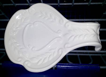 Laurel White (Scalloped) Spoon Rest/Holder (Holds 1 Spoon)
