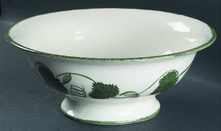Green Leaf Large Footed Salad Serving Bowl