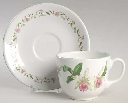 Orchids Flat Cup & Saucer Set by Porta