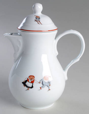 Nisse (Red Trim) Coffee Pot & Lid
