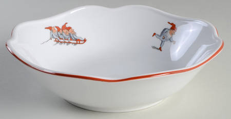 Nisse (Red Trim) 9" Square Vegetable Bowl