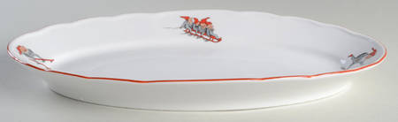 Nisse (Red Trim) 15" Oval Serving Platter