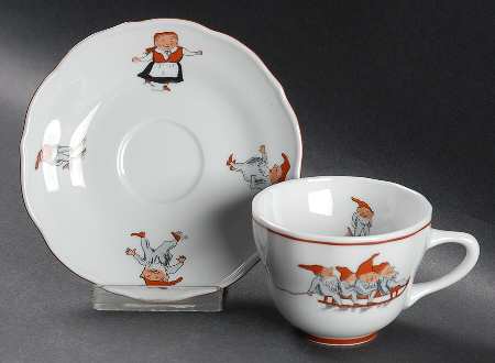 Nisse (Red Trim) Flat Demitasse Cup & Saucer Set