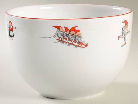 Nisse (Red Trim) 7" Round Serving Bowl