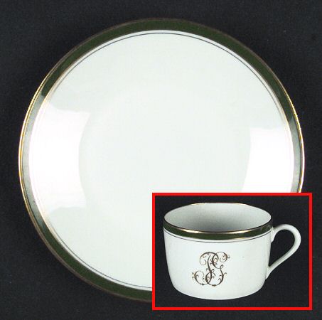 6040 Green Flat Cup & Saucer Set