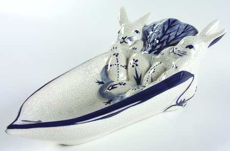 Dedham Rabbit 11" Oval Figural Serving Bowl