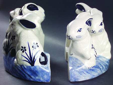 Dedham Rabbit China Bookend - Set of 2
