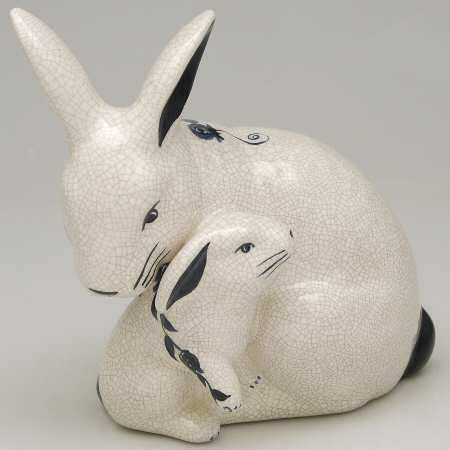 Dedham Rabbit Mama & Baby Rabbit Figurine
