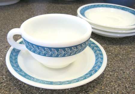 Autumn Bands Turquoise Flat Cup & Saucer Set