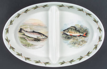 Compleat Angler Fern 14" Oval Divided Vegetable Bowl