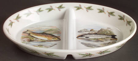 Compleat Angler Fern 14" Oval Divided Vegetable Bowl