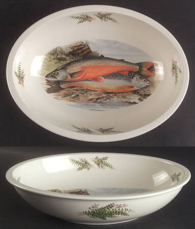 Compleat Angler Fern 12" Sovereign Deep Oval Bowl