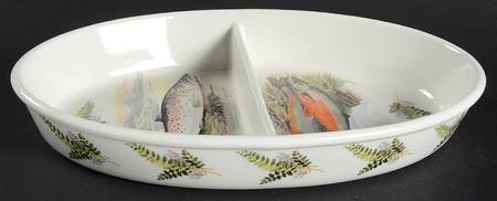 Compleat Angler Fern 11" Oval Divided Vegetable Bowl