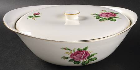 Old Rose (Preview, Bone Ash Glaze) Round Covered Vegetable