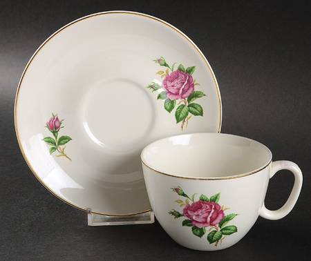 Old Rose (Preview, Bone Ash Glaze) Flat Cup & Saucer Set
