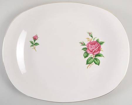 Old Rose (Preview, Bone Ash Glaze) 14" Oval Serving Platter