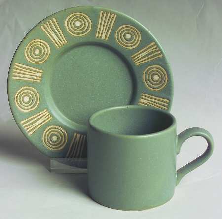 Bongo (Green) Flat Demitasse Cup & Saucer Set