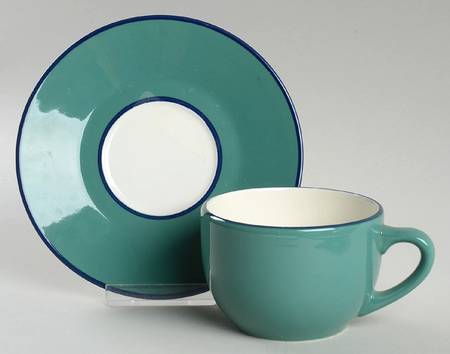 Spa Spruce Green Flat Cup & Saucer Set
