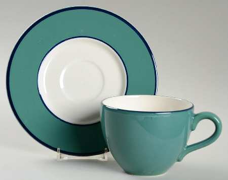 Spa Spruce Green Flat Cup & Saucer Set