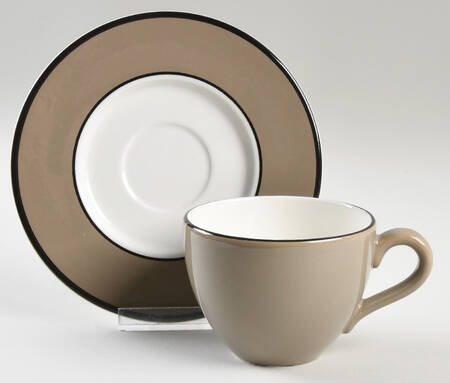 Spa Taupe (Rim) Flat Cup & Saucer Set
