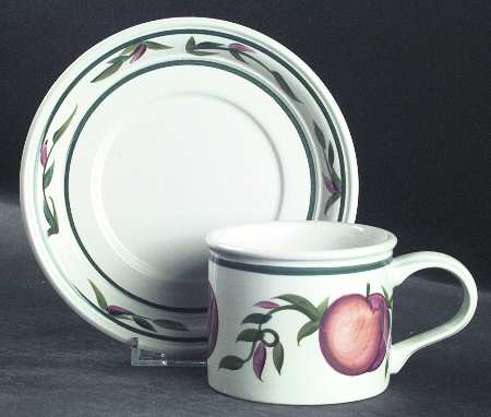 Orchard Fruit Drum Flat Cup & Saucer Set