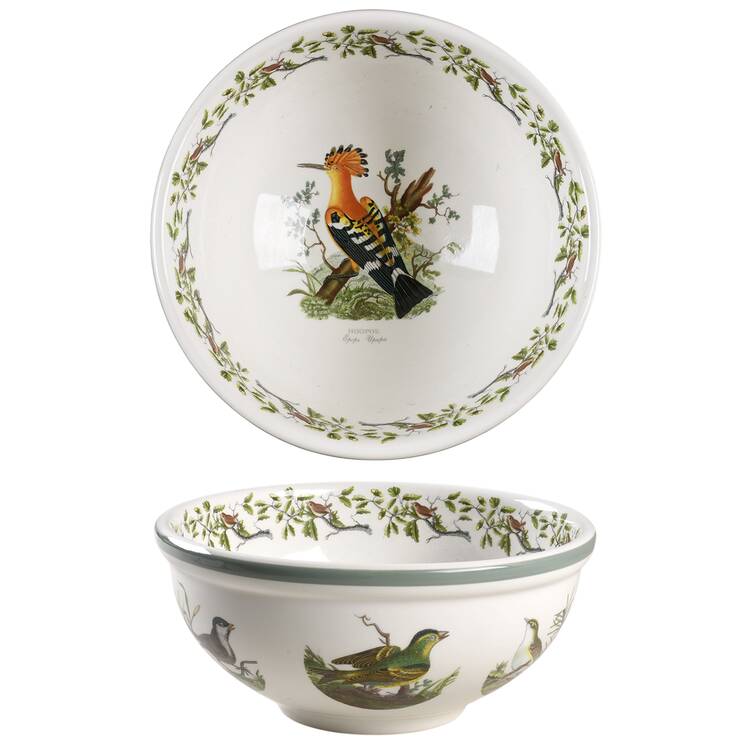 Birds of Britain 9" Salad Serving Bowl with Green Band