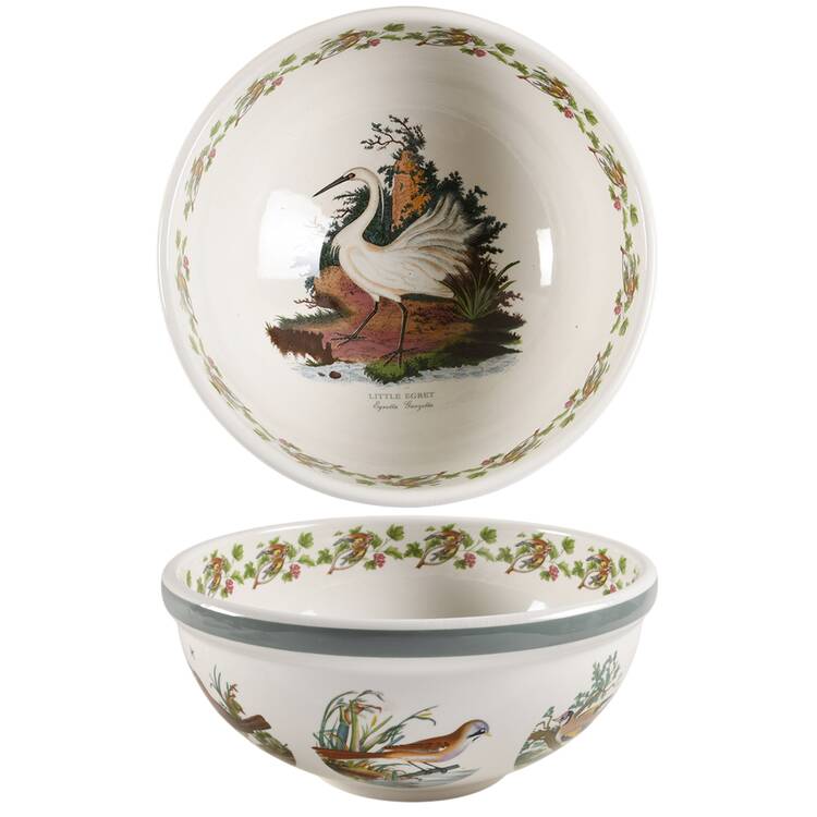 Birds of Britain 11" Large Salad Serving Bowl with Green Band