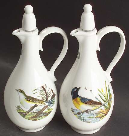Birds of Britain Handled Vinegar and Oil with Stoppers