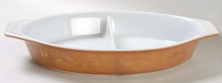 Early American 12" Oval Divided Vegetable Bowl