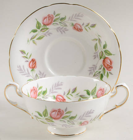 Fragrance Footed Cream Soup Bowl & Saucer Set