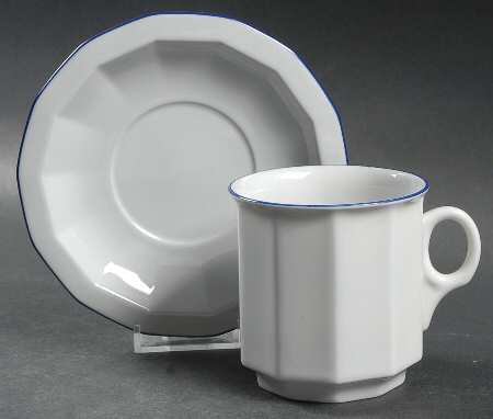 Octavia Blue Flat Cup & Saucer Set